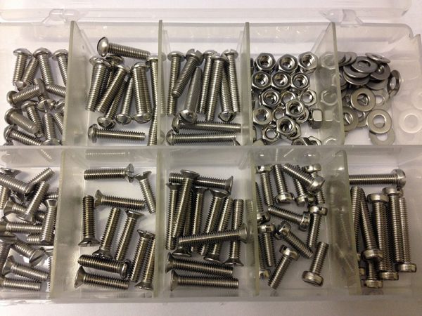 Machine Screw 2BA Slot Countersink, Round & Cheesehead 1/2 to 1" with Nuts & Washers
