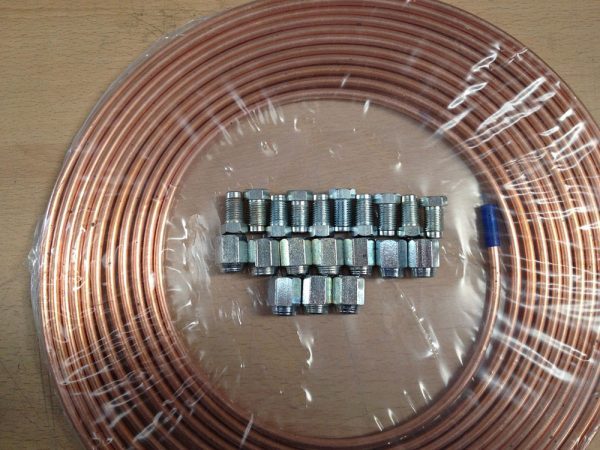3/16 Copper Brake Pipe inc Male & Female Steel Ends